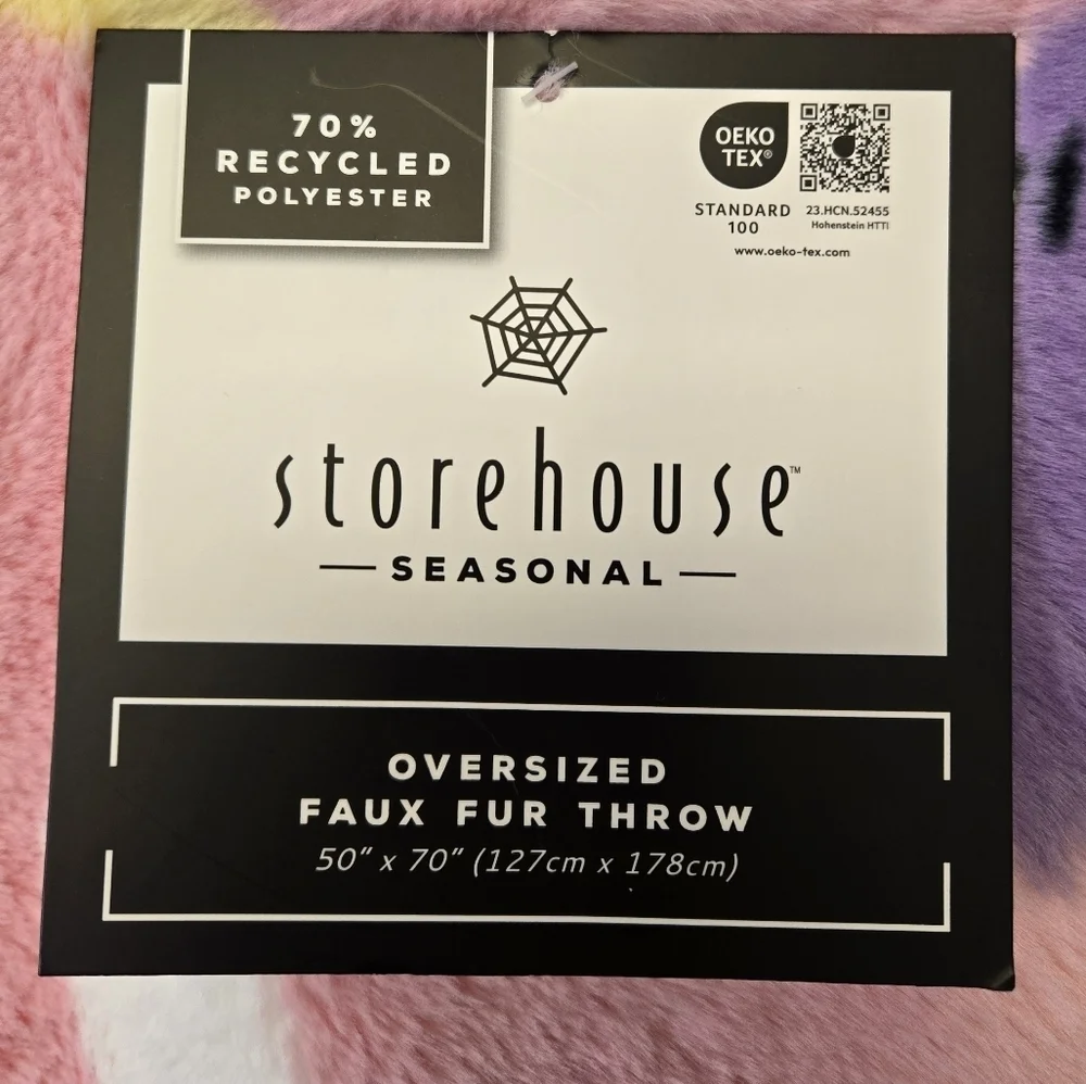 Storehouse Ghost Oversized Faux Fur Throw Blanket Pink
